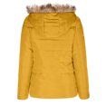 thumbnail image 4 of Black and Friday Clothing Sales Idoravan Women's Quilted Puffer Coat,Women Hooded Zippers Solid Medium and Long Term Loose Long Sleeve Warm Blouse Coat Jackets Yellow L, 4 of 5