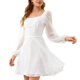 thumbnail image 2 of Vestido de manga larga cierre de cremallera lateral vestido de cintura alta agradable para la piel decoración de puntos de color sólido para trabajo de oficina para vacaciones ANGGREK Otros, 2 of 6