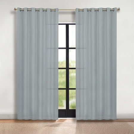 Superior Solid Blackout Curtains, Set of 2, 70" X 120", Stone Blue