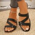 thumbnail image 2 of ShiShine Womens Flat Slide Sandals Cross Strap Comfortable Wide Width Casual Walking Beach Summer Slip On Sandals, 2 of 9