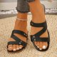 thumbnail image 2 of Mujeres Zapatos de Caminar Estilo Crisscross Correa de Tobillo Sandalias Planas, Correa de Tobillo Pisos Más Tamaño Redondo Pie Abierto Pie de la Playa Zapatos de Verano, 2 of 9