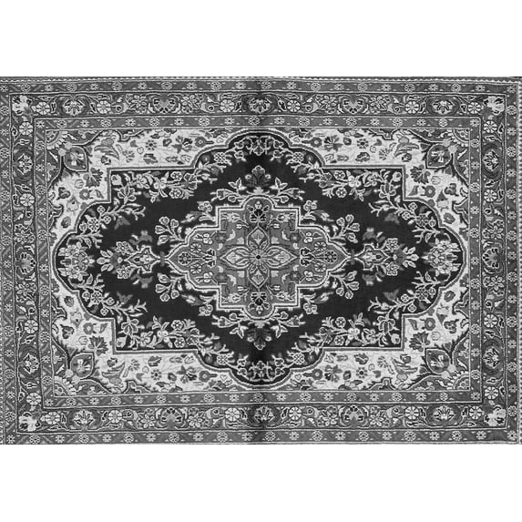 Ahgly Company Indoor Rectangle Medallion Gray Traditional Area Rugs, 5' x 8'