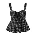 thumbnail image 4 of ClodeEU Women's Polka Dot Print Spaghetti Strap Peplum Cami Top,Sweetheart Neck Sleeveless Summer Tank Black,Women's Plus M, 4 of 4