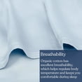 thumbnail image 6 of Delara 100% Organic Cotton Twin Flat Sheet, 400-Thread Count, GOTS Certified, Ultra Soft, Moisture-Wicking, 74 x 105 Inches, Light Blue, 6 of 7