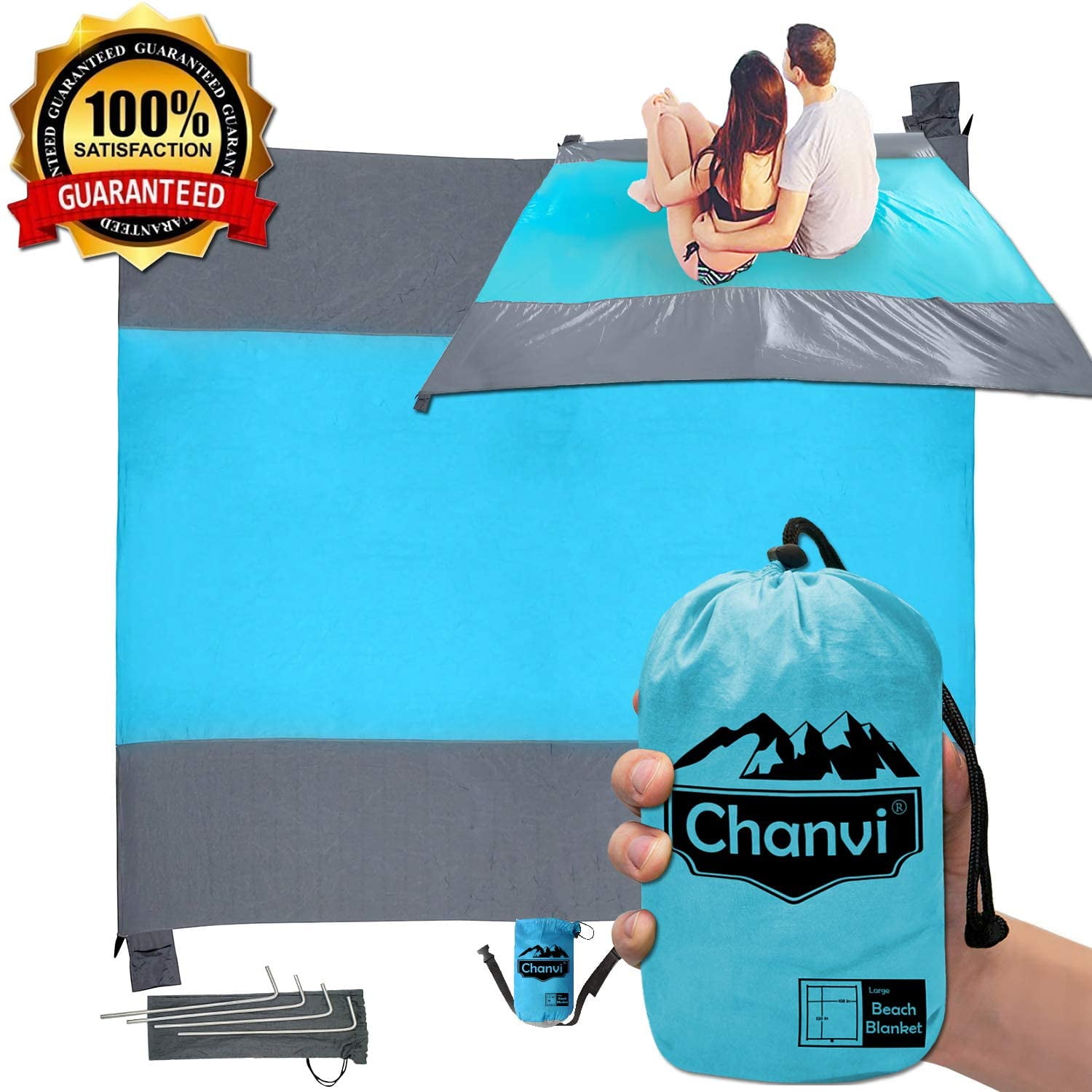 Chanvi Large Beach Blanket Handy Sand Mat- Extra Size 9/' x 10/' Holds 7 Adults with Strap Purple Camping Outings Beaches RV Hiking and Music Festival Perfect for Picnics