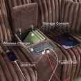 thumbnail image 5 of Oversized 4-Seat Power Reclining Loveseat Sofa Set with Wireless Charger, USB/Type-C Ports, Hidden Cup Holders, Storage Console, 4 Pillows, Faux Plush Fabric, Brown, 5 of 9