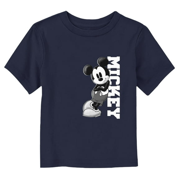 Toddler's Mickey & Friends Monochrome Mickey Lean  Graphic Tee Navy Blue 3T