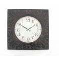 thumbnail image 2 of 28 X 28 X 2 Brown Vintage Square Brass Metal Wall Clock, 2 of 4