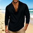 thumbnail image 5 of Zivyakyron Casual Tops Men Fall Long Sleeve Satin Cowl Neck Shirt Pullover Going Out Soft Solid Loose Black XL, 5 of 6