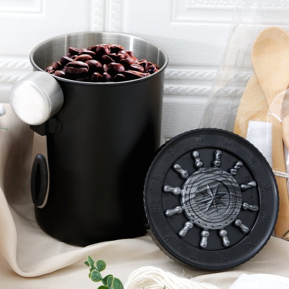 1.8L Large Capacity Airtight Coffee Canister 304 Stainless Steel Coffee Bean Airtight Container Multifunctional Bean Storage Box with Spoon for Tea Sugar