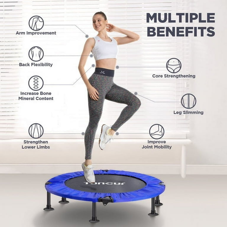 Toncur 40 Mini Trampoline Professional Fitness Foldable Trampoline Workout Exercise Rebounder Trampoline for Adults and Kids Max Load 330lbs