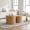 Natural, variant on Nesting Coffee Table Set of 2 Round Wooden Tables - Modern Black Woodgrain