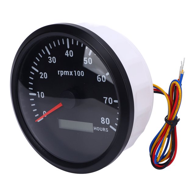 Boat RPM Gauge, 110mm 4-3/8in Tachometer 7 Color Backlight DC 9-32V 8000RPM Gauge with Hour Meter for Car Yacht RV Truck