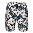 thumbnail image 4 of Kdxio Floral Flowers Blue Pattern Mens Casual Shorts - Drawstring Summer Beach Sports Shorts for Men, 4 of 9