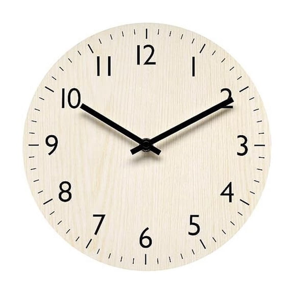 Wall Clock Light Wood Grain Clocks Simple-Design Clock Non Ticking Wall Clocks Decok6517