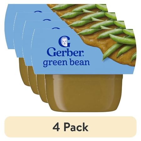 (4 pack) Gerber 1st Foods Natural for Baby Baby Food, Green Bean, 2 oz Tubs (2 Pack)