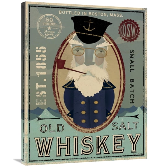 Global Gallery's 'Fisherman III Old Salt Whiskey' By Ryan Fowler Stretched Canvas Wall Art