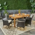 thumbnail image 6 of GDF Studio Aloha Outdoor Acacia Wood and Wicker 9 Piece Expandable Dining Set, Sandblasted Dark Gray, Gray, and Light Gray, 6 of 8