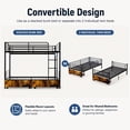 thumbnail image 3 of Miniyam Twin Over Twin Metal Bunk Bed with Storage Drawers, Convertible Bunk Bed with Guardrails, Ladder, Black, 3 of 7