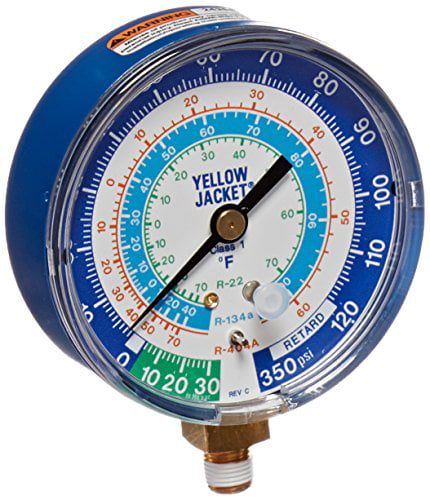 30"-0-120 psi R-22/134A/40 Yellow Jacket 49106 Gauge degrees F Blue Compound 