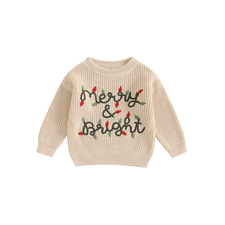 

Bagilaanoe Baby Boy Girl Christmas Sweater for Infant Long Sleeve Embroidery Pullover 3M 6M 9M 12M 18M 24M 3T Toddler Warm Jumpers Tops Fall Loose Knitwear