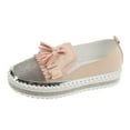 thumbnail image 1 of Heiheiup Ladies Fashion Solid Leathe Rhinestone Tassel Decoration Thick Sole Casual Single Shoes, 1 of 8