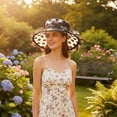 thumbnail image 5 of Vjnyvs Europe Style Sun Hat Women Organza Polka Dots Hat Wide Brim Floral Hat Elegant Spring Cap UV Protection Caps for Travel, 5 of 7