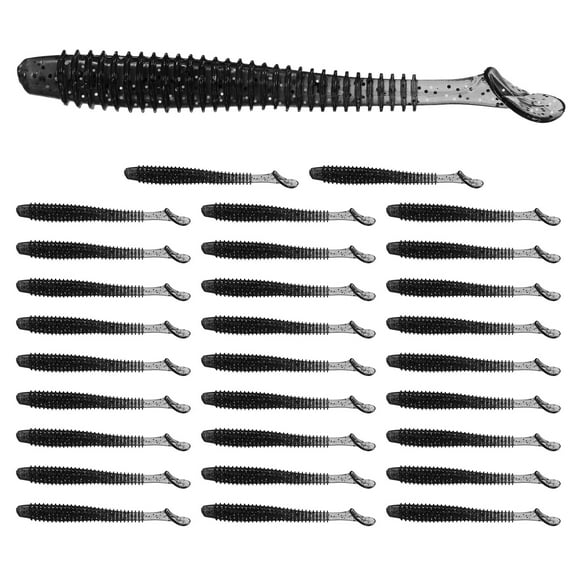 Uxcell 2.17"  Soft Fishing Lures [30-Pack] - Paddle Tail Swim Bait - Black & Durable ABS Plastic