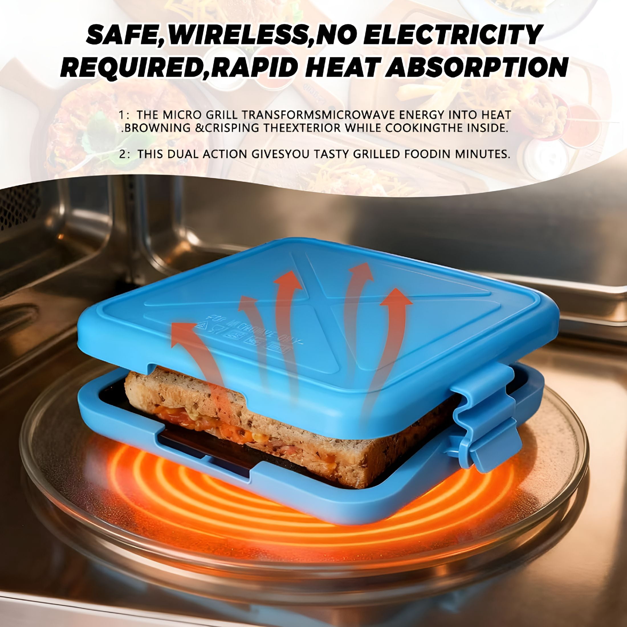 HIBIBUD 2026 New Microwave Toastie Sandwich Maker,Microwave Grilled Cheese Maker,Toastie Maker with Non-Stick Plates,Microwave Toaster with Dishwasher Safe,Suitable for Office,Home,Travel (Blue)