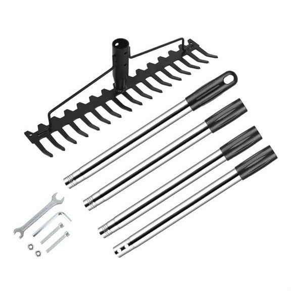 Bow Rake Heavy Duty Garden Rake 17 Steel Tines Metal Rake Tool for Loosening Soil Gathering Leaf Leveling Lawn