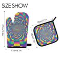 thumbnail image 2 of Yayeee Oven Mitts and Pot Holder Set of 2 Heat Resistant Kitchen Gloves Baking Hot Pad, Psychedelic Pattern, 2 of 5