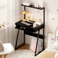 thumbnail image 4 of ALISENED 2 Tiers Small Computer Desk for Small Space, Compact Laptop Table Workstation with Keyboard Tray, Study PC Table for Home Office, Black, 4 of 8
