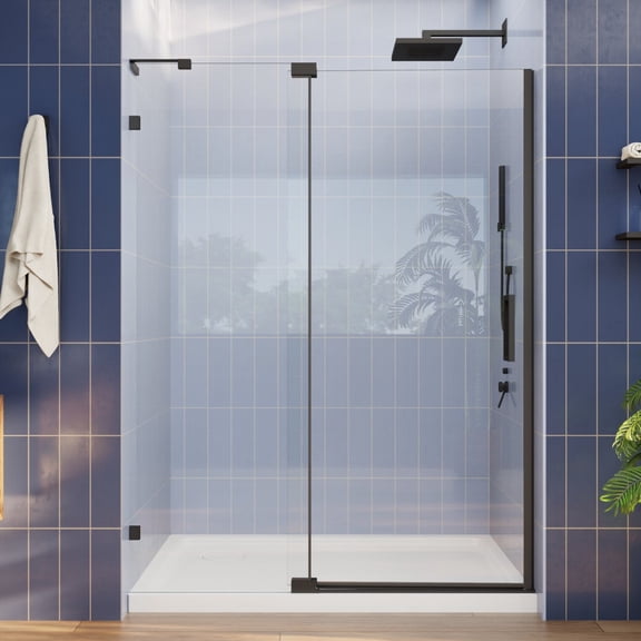 Flexi-L 50-54" W X 70" H Bathroom Glass Shower Doors,Frameless Matte Black,Tempered Glass Shower Door With Handle