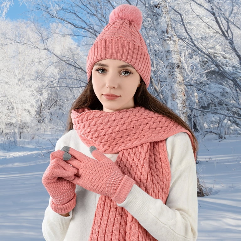 Winter Hat Scarf Gloves Set for Women 3-Piece, Acrylic Knit  display picture 1