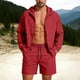 thumbnail image 2 of Chaqueta de Sudadera con Cremallera de Manga Larga con Capucha de Color Sólido para Hombre con Pantalones Cortos de Seda de Hielo Y Ropa Protectora Solar para Uso Diario Al Aire Libre, 2 of 9