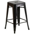 thumbnail image 1 of Bowery Hill Metal 24'' Backless Counter Stool in Black and Gold, 1 of 1
