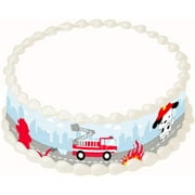 Firefighter Firetruck Fireman Set of 3 Edible pre-cut Cake strips side border Birthday Party Decoration.