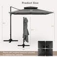 thumbnail image 3 of Gymax Parasol Déporté Carré de Patio 9,5 Pi à Double Évent 360° Robuste Gris, 3 of 8