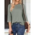 thumbnail image 6 of Women'S Shirts Fashion 3/4 Length Sleeve T Shirts Cute Crewneck Casual Tops Basic Blouses Green L, 6 of 8
