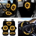thumbnail image 3 of Jeiento Be Happy Sunflower Car Seat Covers 15pcs Auto Front Back Seat Cover Steering Wheel Cover Seat Belt Pads Trash Bin Car Storage Box Rearview Mirror Cover Cup Holder Keychains Wristlet Strap, 3 of 7