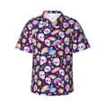 thumbnail image 2 of Yiaed Skull colorful mushroom rainbow Print Hawaiian Shirt for Men Short Sleeve Button Down Shirts Beach Shirts for Men-3X-Large, 2 of 5