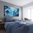 thumbnail image 2 of HFDF Large Canvas Wall Art Modern Abstract Art Paintings Navy Blue and Grey Graffiti Like a Raining Lake SceneArtwork Pictures for Living Room Bedroom Hallway Wall Decorin 16x12inch Framed, 2 of 5