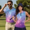 thumbnail image 2 of Aplkyhs Purple Glitter Matching Golf Shirts for Couple Moisture Wicking Golf Tank Top for Women Racerback Design Keep Cool in Hot Weather Breathable Fabric Lightweight, 2 of 6