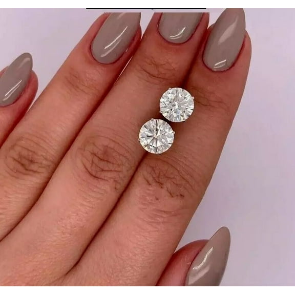 4TCW Round Cut Lab Created Diamond Women's Men's Stud Earrings 14K White Gold Plated