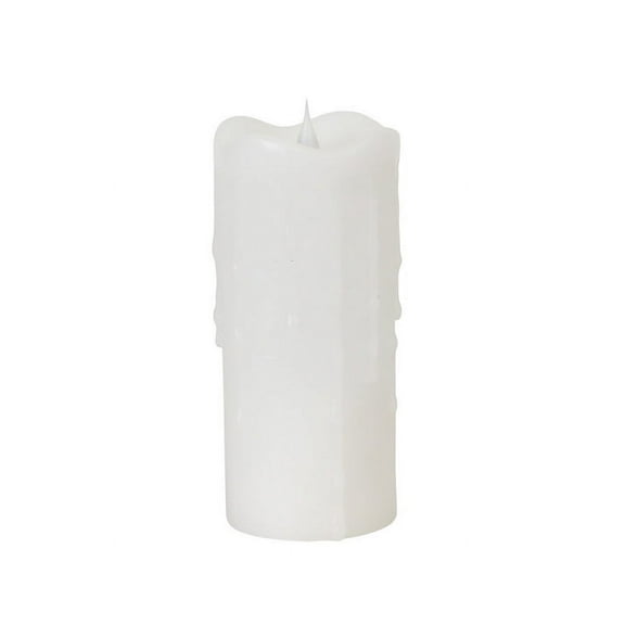 7" Simplux White Flameless LED Lighted Wax Pillar Candle with Moving Flame