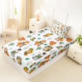 thumbnail image 4 of Castle Fairy Cute Fox Bear Monkey Zebra Twin Sheets 3pcs,Happy Camping Animal Bedding,Off White Green,1 Fitted Sheet, 1 Flat Sheet and 1 Pillowcase, 4 of 6