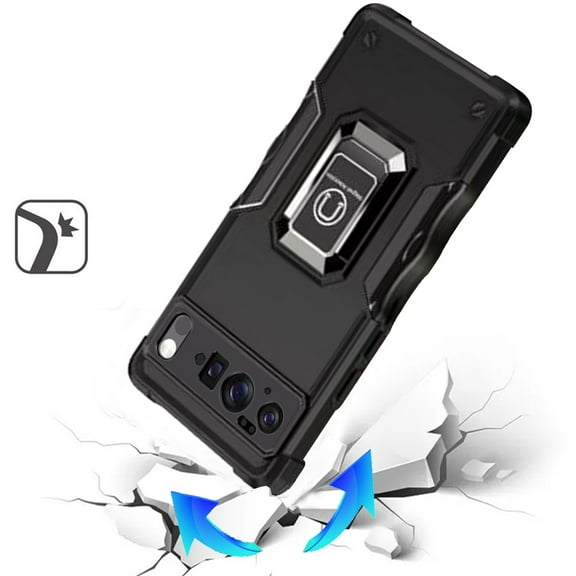 XPM for Google Pixel 10 /Pixel 10 Pro Phone Case, Hybrid Stand Magnetic Ring Holder Kickstand Heavy Duty Rugged Drop Silicone & Hard PC Shockproof Cover for Pixel 10 / 10 Pro (Black)