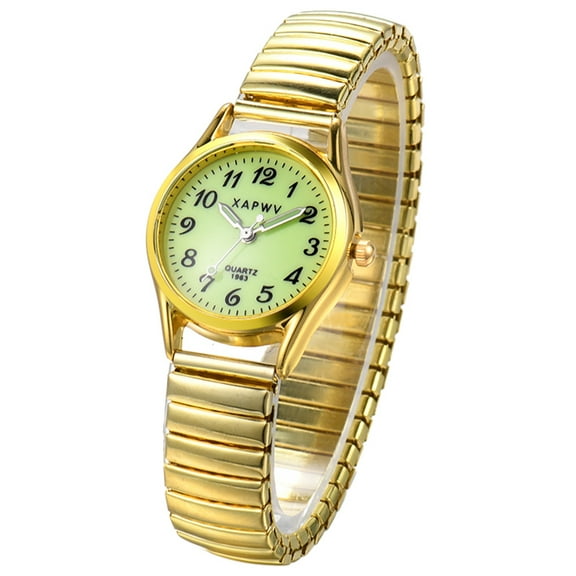 Avaner Stretch Strap Watch for Men: Ultra Thin Easy Reader Watch with Elastic Strap Golden/Silver Tone Stretch Band Watches