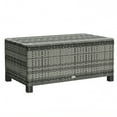 thumbnail image 1 of Outsunny Rattan Coffee Table with Tempered Glass Top Garden Patio, Grey, 1 of 10