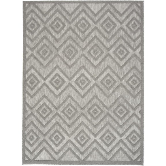 5' X 7' Silver Grey Argyle Indoor Outdoor Area Rug